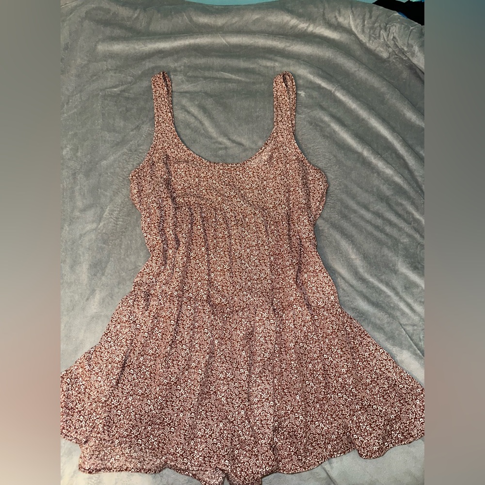 Urban Outfitters Brown and Red Floral Flowy Romper